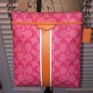 Coach Signature Stripe Coated Canvas Crossbody